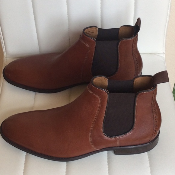 NWOB Mens Johnston & Murphy 13M Henrick Cognac Full Grain Chelsea Boot - Picture 2 of 12